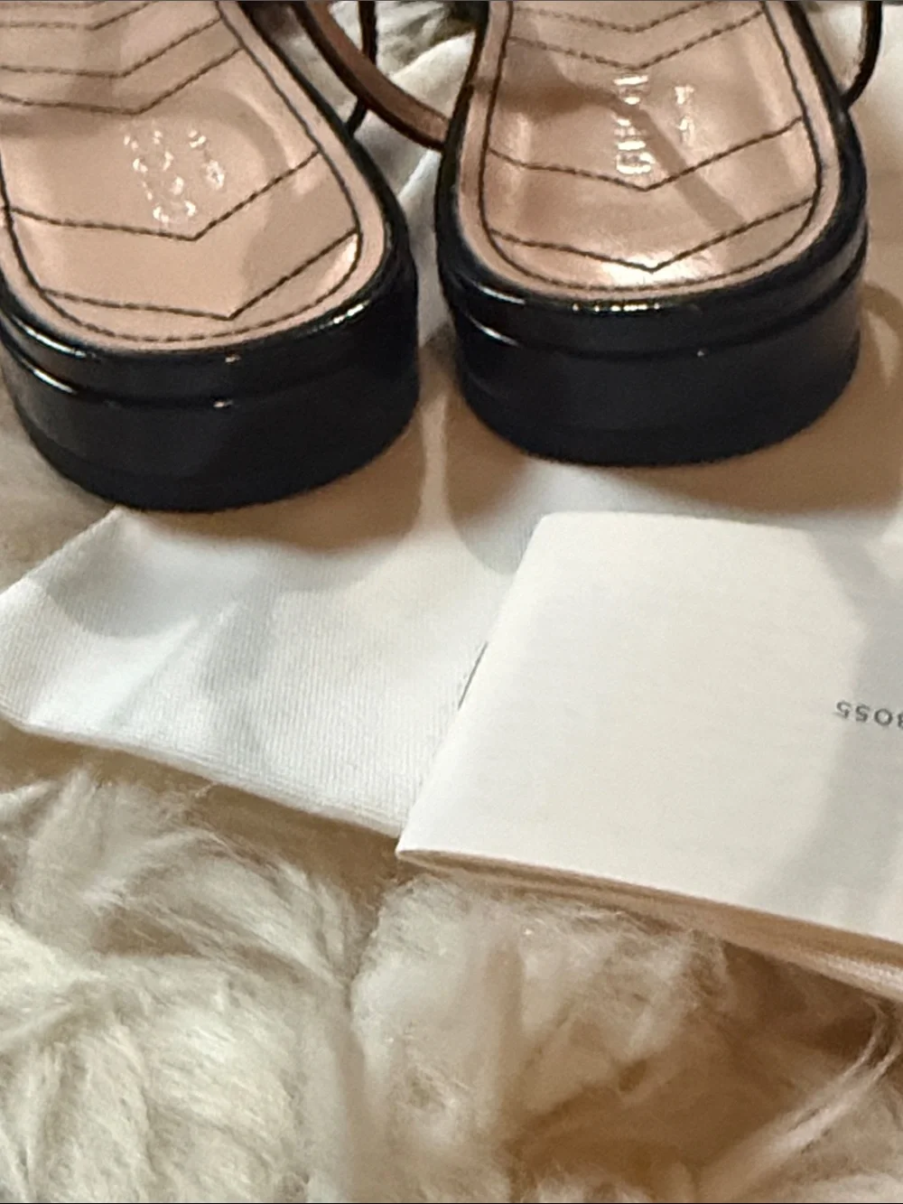 Gucci Black Patent Leather T-Strap Mules